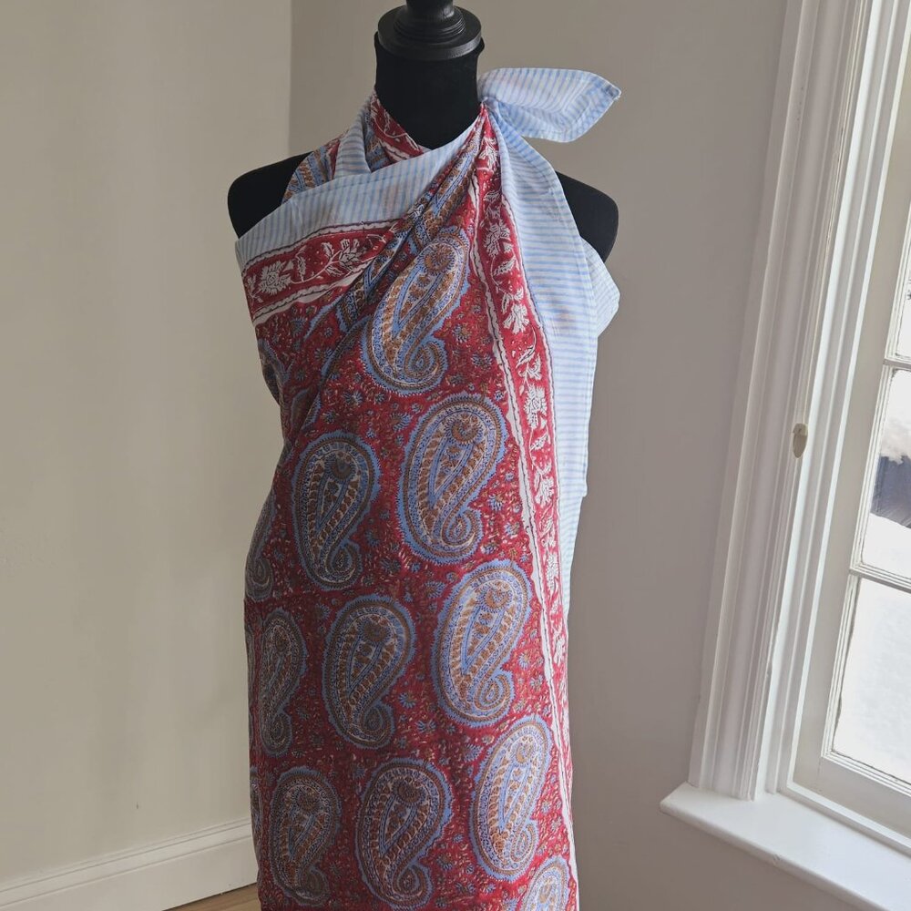 BRAND NEW Hand Block Print Cotton Floral Beach Cover Up Sarong Gift For Her